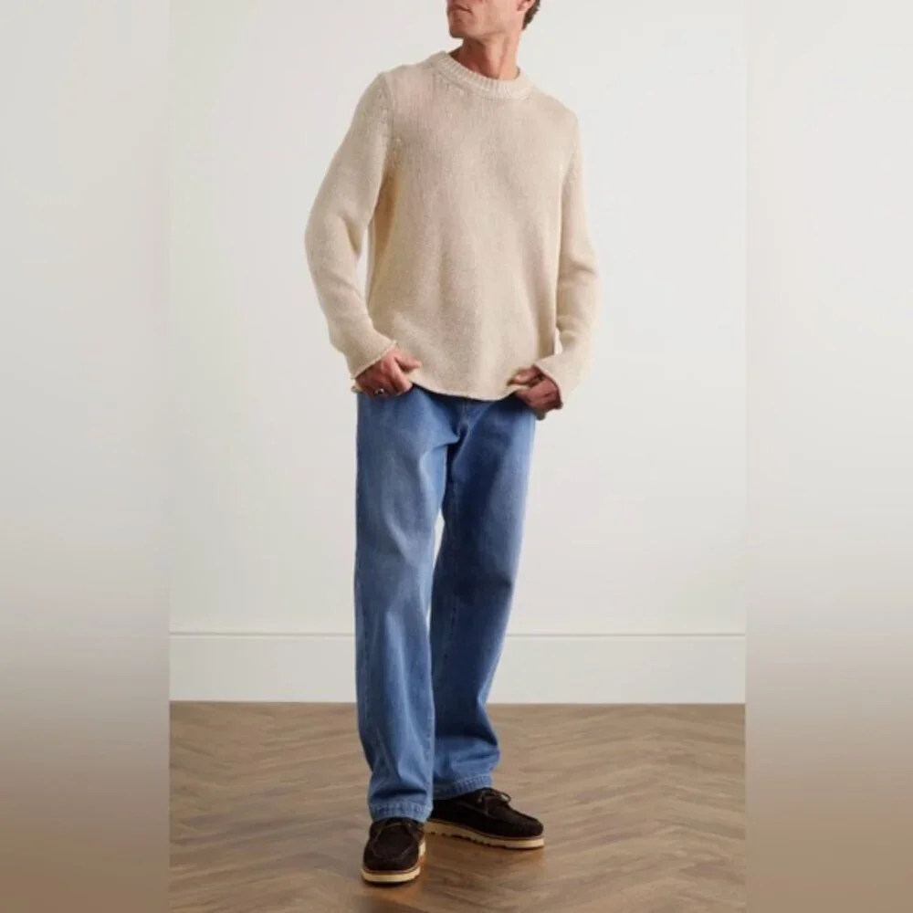 Miles Leon Linen Cotton-Blend‎ Sweater Men’s XL Mushroom Tan